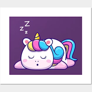 Cute Unicorn sleeping - cartoon animal & nature Posters and Art